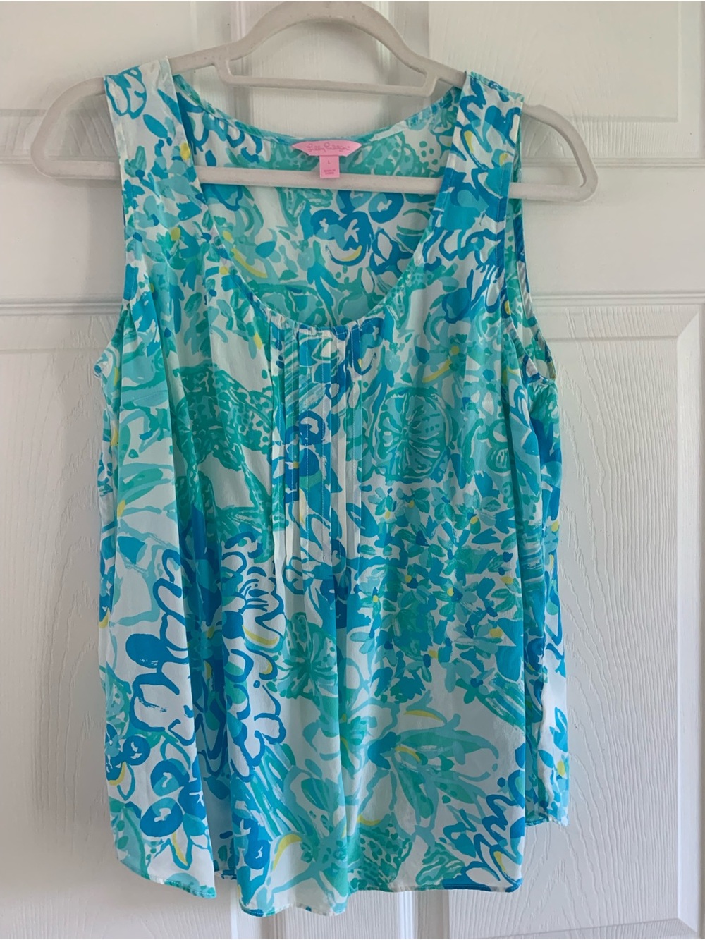 Lilly Pulitzer Aqua & Blue Floral Silk Sleeveless Camisole